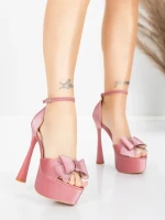 Sandale Dama cu Toc Subtire si Platforma 5DC39 Roz | Mei » Reina.Ro