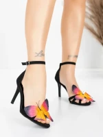 Sandale Dama cu Toc Subtire 5GS62 Negru | Mei » Reina.Ro