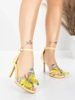 Sandale Dama cu Toc Subtire 5GS62 Galben | Mei » Reina.Ro