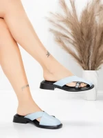 Papuci Dama cu Talpa Joasa 5GS63 Albastru | Mei » Reina.Ro