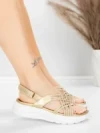 Sandale Dama cu Platforma 5GS67 Auriu | Mei » Reina.Ro