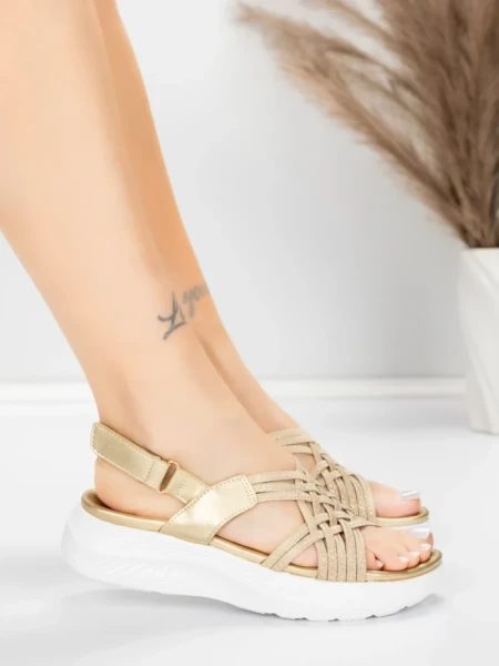 Sandale Dama cu Platforma 5GS67 Auriu | Mei » Reina.Ro