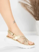 Sandale Dama cu Platforma 5GS67 Auriu | Mei » Reina.Ro