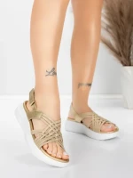 Sandale Dama cu Platforma 5GS67 Auriu | Mei » Reina.Ro