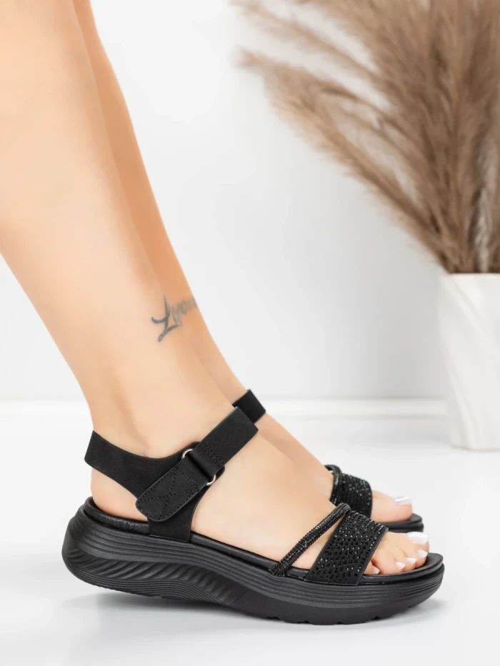 Sandale Dama cu Platforma 5GS68 Negru | Mei » Reina.Ro
