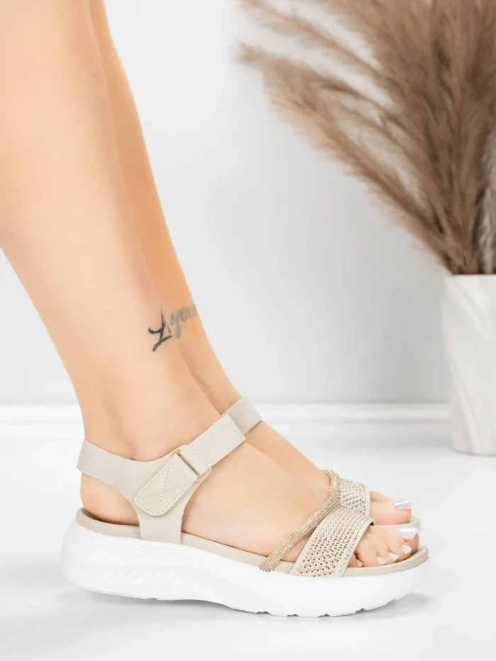 Sandale Dama cu Platforma 5GS68 Bej | Mei » Reina.Ro