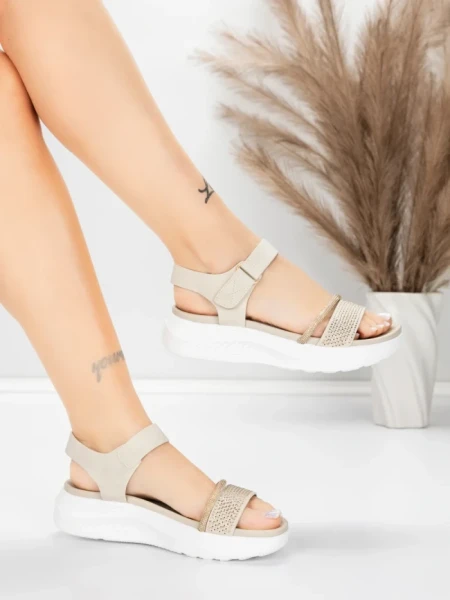Sandale Dama cu Platforma 5GS68 Bej | Mei » Reina.Ro