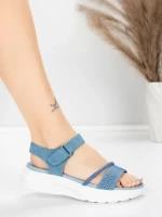 Sandale Dama cu Platforma 5GS68 Albastru | Mei » Reina.Ro