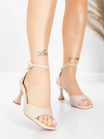 Sandale Dama cu Toc Subtire 5GZ90 Bej | Mei » Reina.Ro