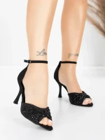 Sandale Dama cu Toc Subtire 5GZ91 Negru | Mei » Reina.Ro