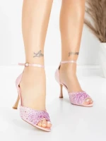 Sandale Dama cu Toc Subtire 5GZ91 Roz | Mei » Reina.Ro