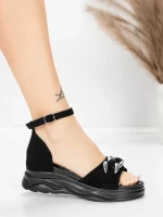 Sandale Dama cu Platforma 5H75 Negru | Mei » Reina.Ro