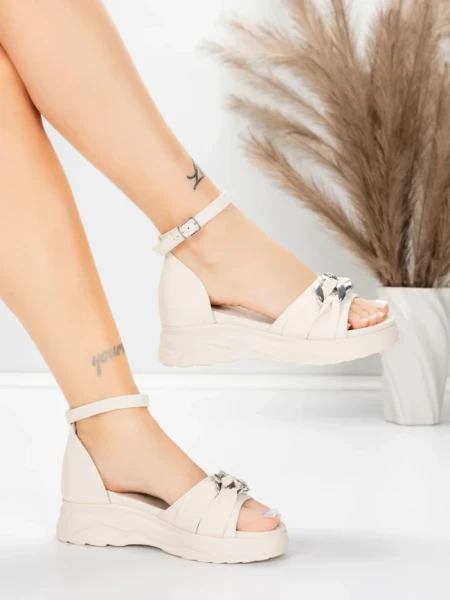 Sandale Dama cu Platforma 5H75 Bej | Mei » Reina.Ro