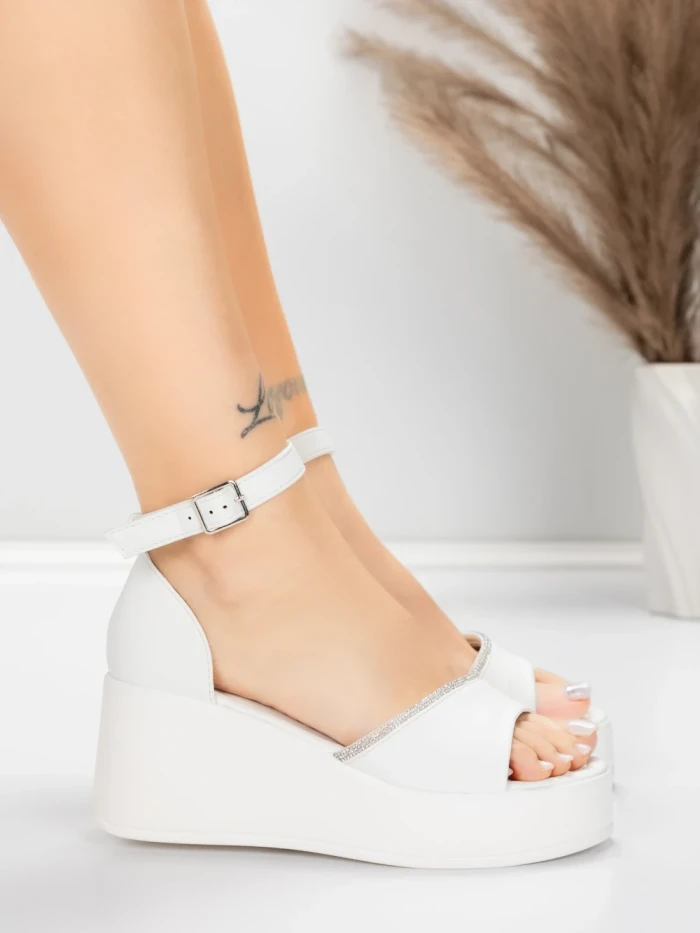 Sandale Dama cu Platforma 5H76 Alb | Mei » Reina.Ro