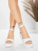 Sandale Dama cu Platforma 5H76 Alb | Mei » Reina.Ro