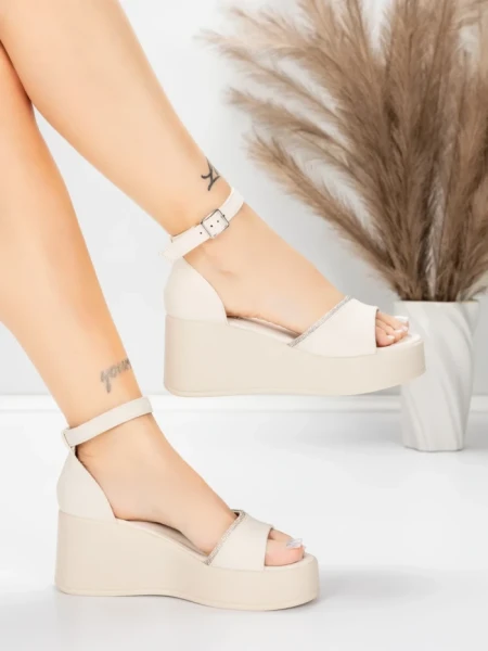 Sandale Dama cu Platforma 5H76 Bej | Mei » Reina.Ro