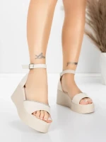 Sandale Dama cu Platforma 5H76 Bej | Mei » Reina.Ro