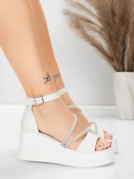 Sandale Dama cu Platforma 5H77 Alb | Mei » Reina.Ro