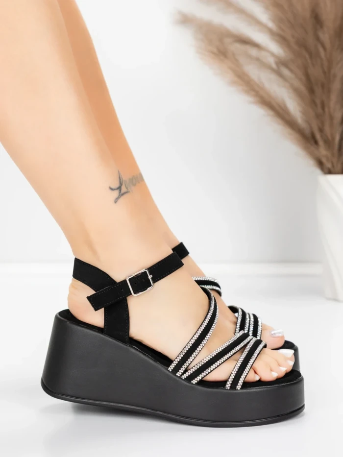Sandale Dama cu Platforma 5H78 Negru | Mei » Reina.Ro