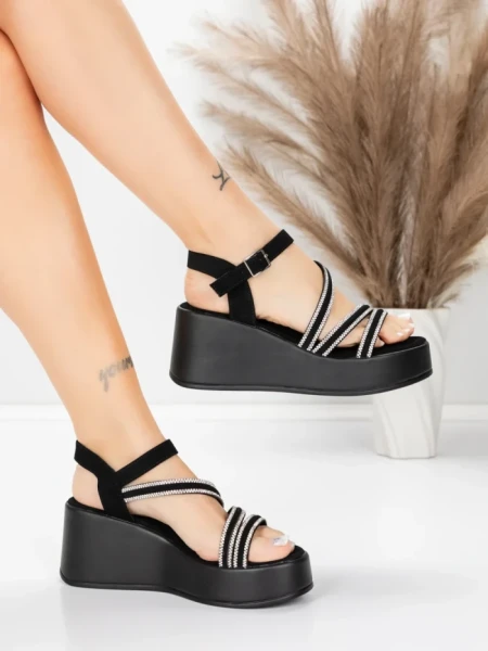 Sandale Dama cu Platforma 5H78 Negru | Mei » Reina.Ro