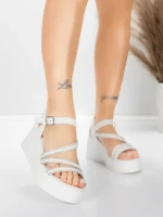 Sandale Dama cu Platforma 5H78 Alb | Mei » Reina.Ro