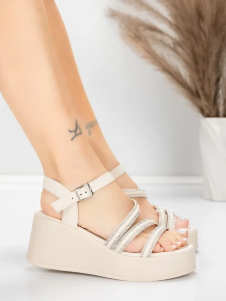 Sandale Dama cu Platforma 5H78 Bej | Mei » Reina.Ro