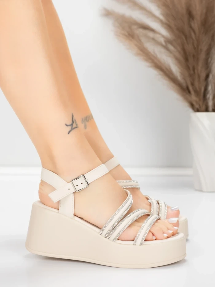 Sandale Dama cu Platforma 5H78 Bej | Mei » Reina.Ro