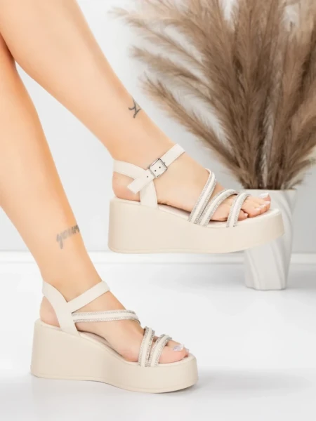 Sandale Dama cu Platforma 5H78 Bej | Mei » Reina.Ro