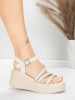 Sandale Dama cu Platforma 5H78 Bej | Mei » Reina.Ro