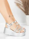 Sandale Dama cu Platforma 5H78 Argintiu | Mei » Reina.Ro