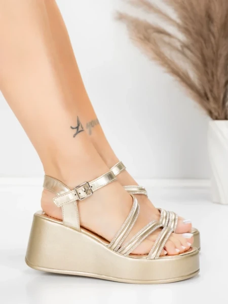 Sandale Dama cu Platforma 5H78 Auriu | Mei » Reina.Ro
