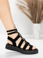 Sandale Dama cu Talpa Joasa 5H79 Negru | Mei » Reina.Ro