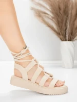 Sandale Dama cu Talpa Joasa 5H79 Bej | Mei » Reina.Ro