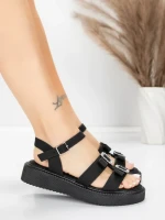 Sandale Dama cu Talpa Joasa 5H80 Negru | Mei » Reina.Ro