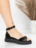 Sandale Dama cu Talpa Joasa 5H81 Negru | Mei » Reina.Ro