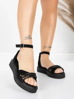 Sandale Dama cu Talpa Joasa 5H81 Negru | Mei » Reina.Ro