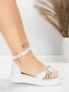 Sandale Dama cu Talpa Joasa 5H81 Alb | Mei » Reina.Ro