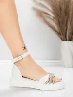 Sandale Dama cu Talpa Joasa 5H81 Alb | Mei » Reina.Ro