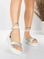 Sandale Dama cu Talpa Joasa 5H81 Alb | Mei » Reina.Ro