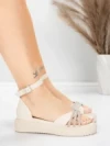 Sandale Dama cu Talpa Joasa 5H81 Bej | Mei » Reina.Ro