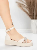 Sandale Dama cu Talpa Joasa 5H81 Bej | Mei » Reina.Ro