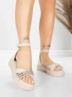 Sandale Dama cu Talpa Joasa 5H81 Bej | Mei » Reina.Ro