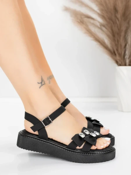Sandale Dama cu Talpa Joasa 5H82 Negru | Mei » Reina.Ro