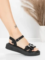 Sandale Dama cu Talpa Joasa 5H82 Negru | Mei » Reina.Ro