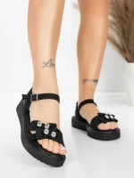 Sandale Dama cu Talpa Joasa 5H82 Negru | Mei » Reina.Ro