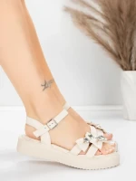 Sandale Dama cu Talpa Joasa 5H82 Bej | Mei » Reina.Ro