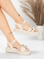 Sandale Dama cu Talpa Joasa 5H82 Bej | Mei » Reina.Ro