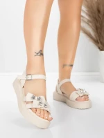 Sandale Dama cu Talpa Joasa 5H82 Bej | Mei » Reina.Ro