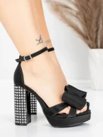 Sandale Dama cu Toc Gros si Platforma 5KV72 Negru | Mei » Reina.Ro