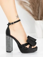 Sandale Dama cu Toc Gros si Platforma 5KV72 Negru | Mei » Reina.Ro